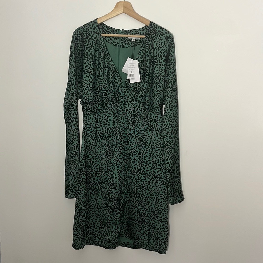 Equipment Femme, Size 12 Jade Cheetah Print Satin Dress, Never Worn Before